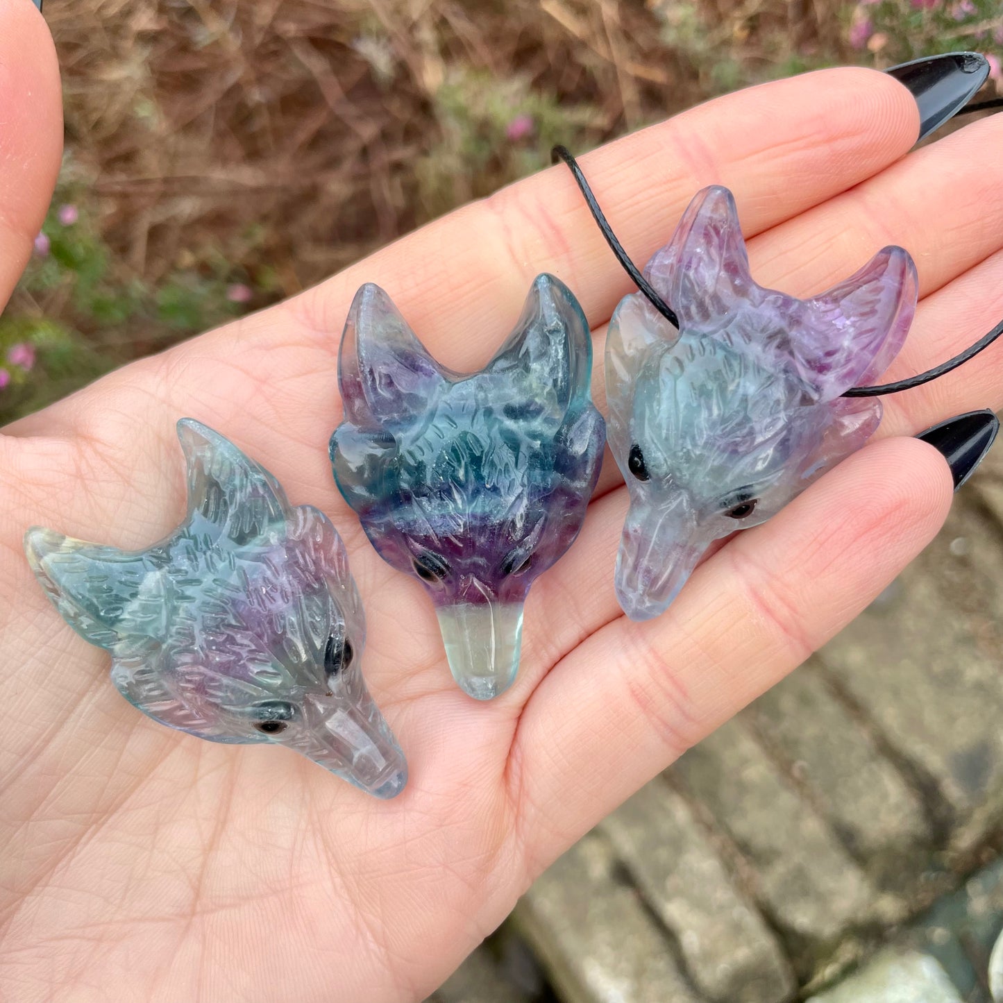 Rainbow Fluorite Wolf Choker Necklace