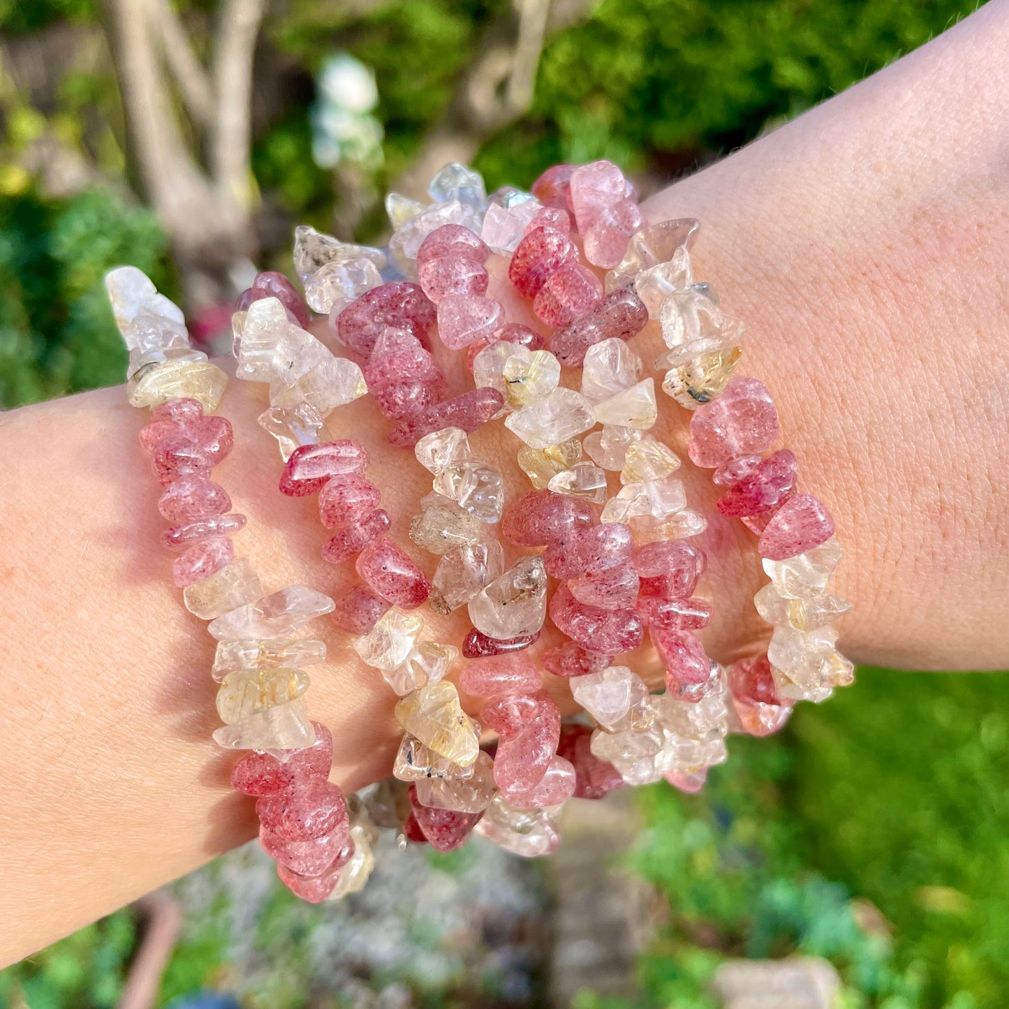 Strawberry Quartz and Citrine Chip Bracelets πππ