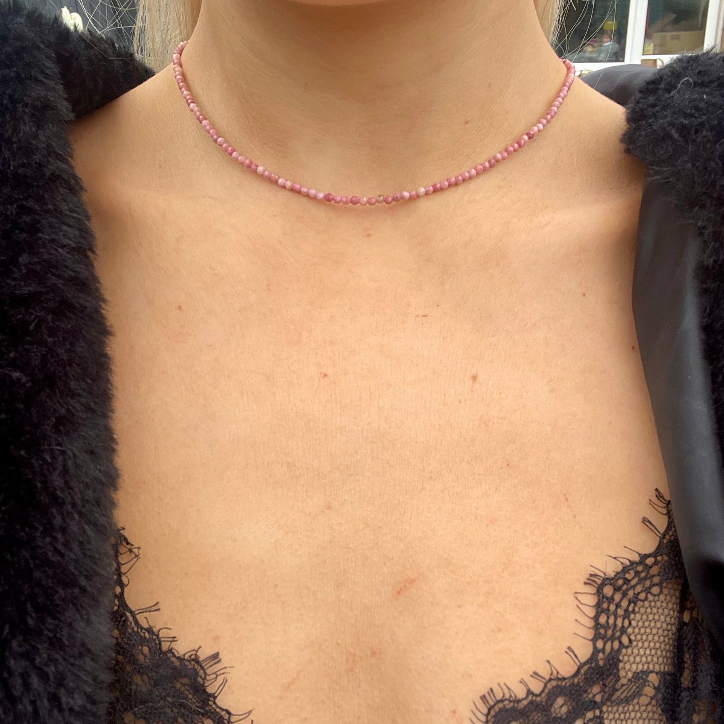 Rhodochrosite Choker Necklace