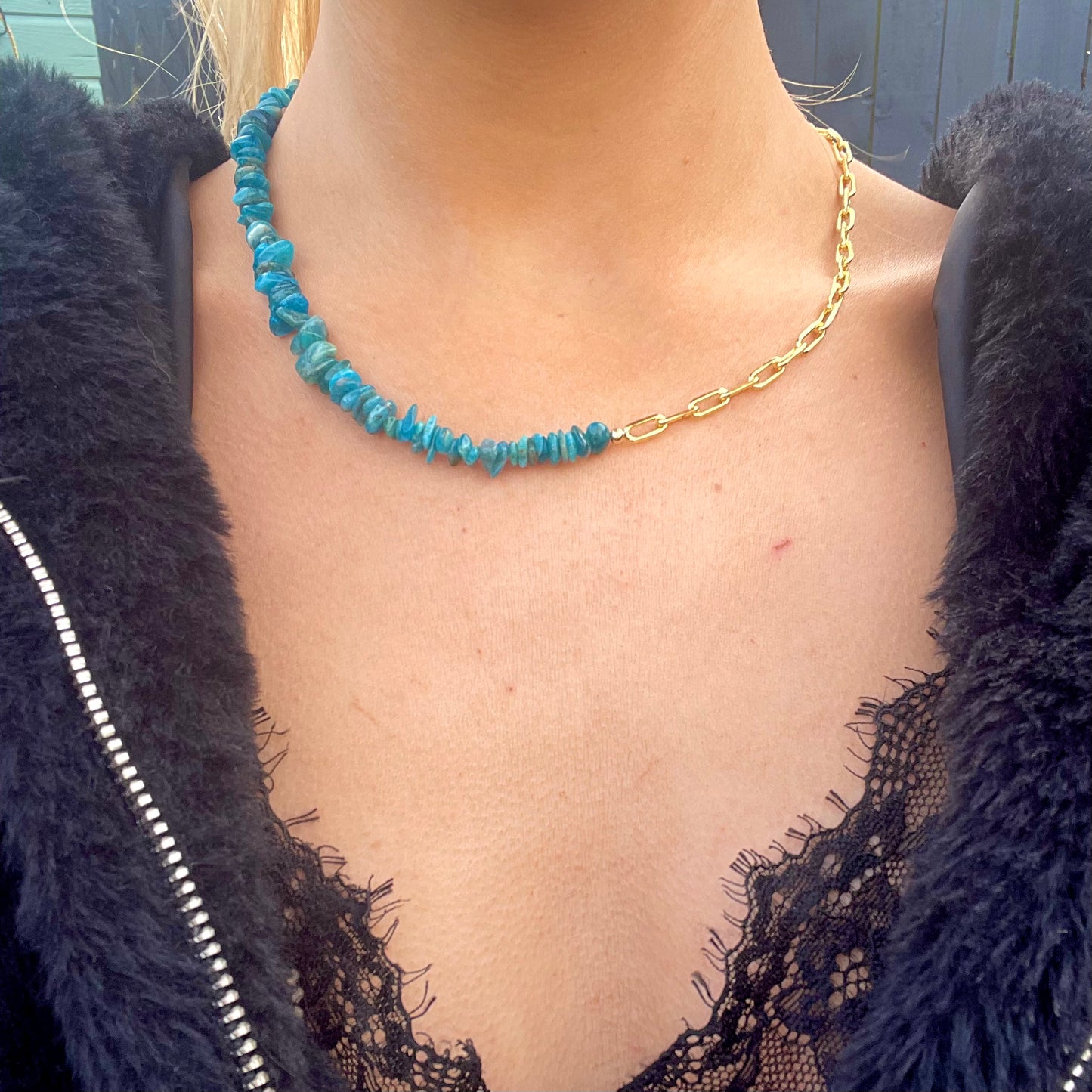 Apatite Chip Choker Necklace