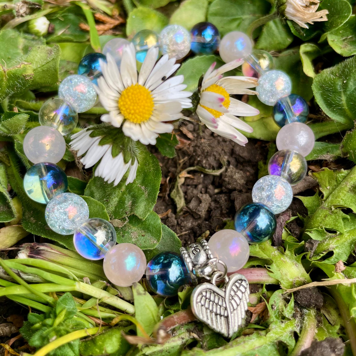 Mixed Aura Quartz Beaded Bracelet 💖✨👑🦋