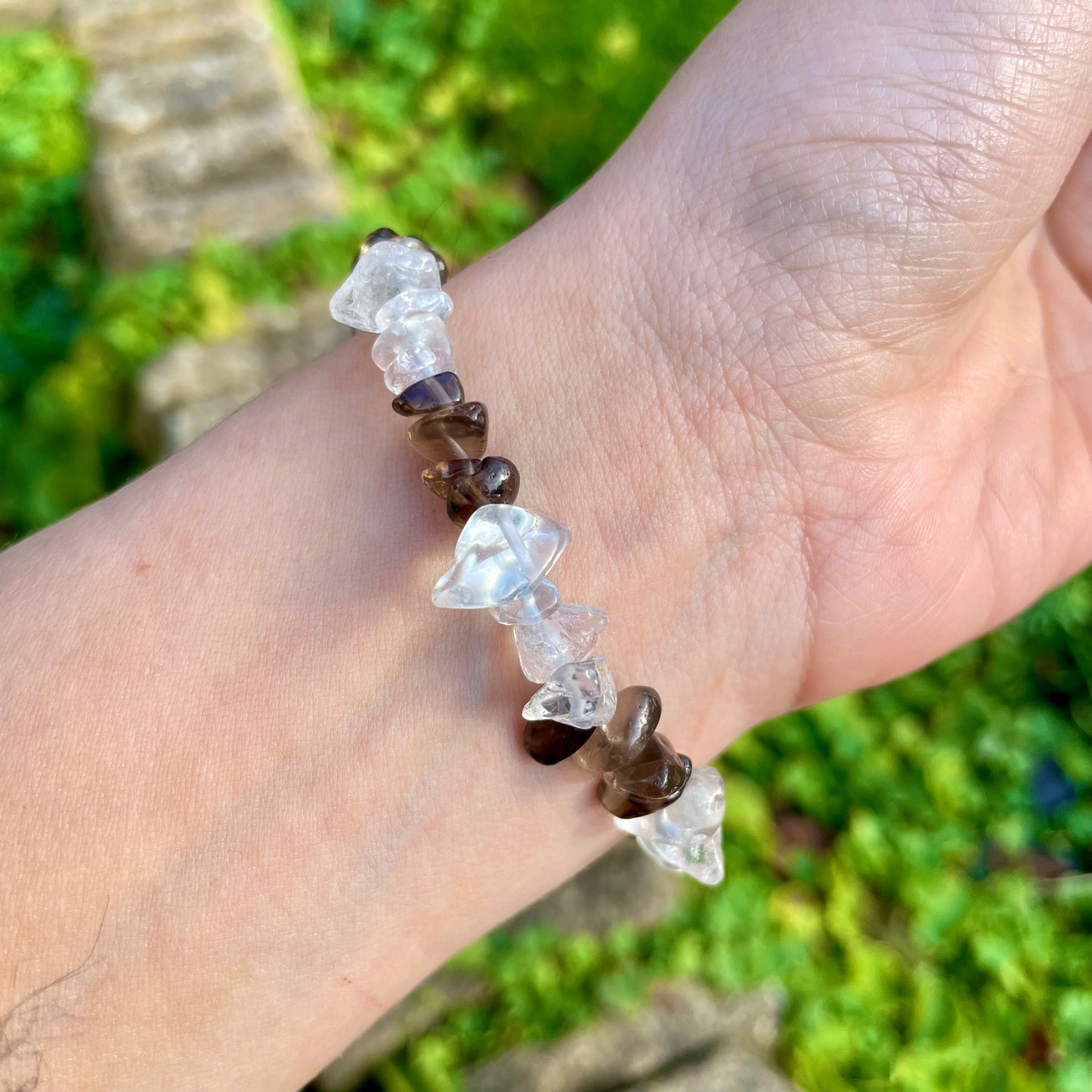 Smoky Quartz and Clear Quartz Chip Bracelets π€π€π€