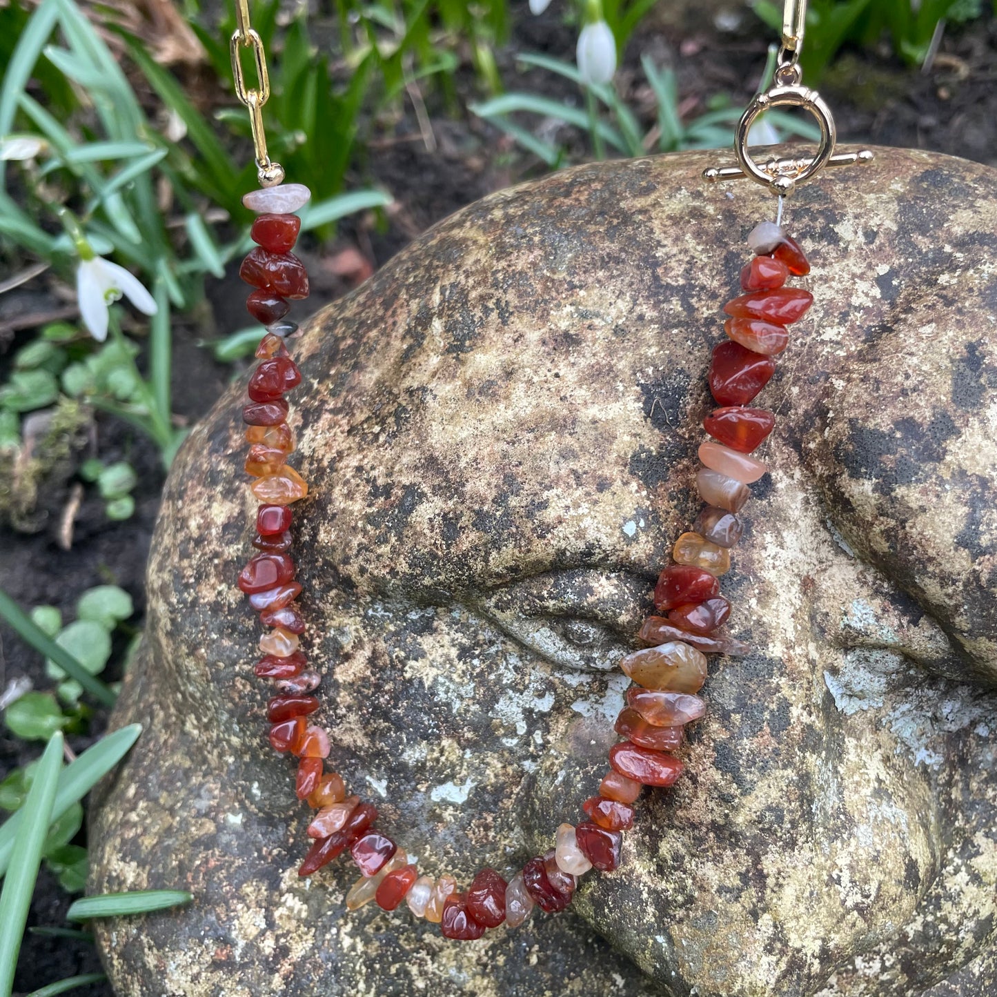 Carnelian Chip Choker Necklace