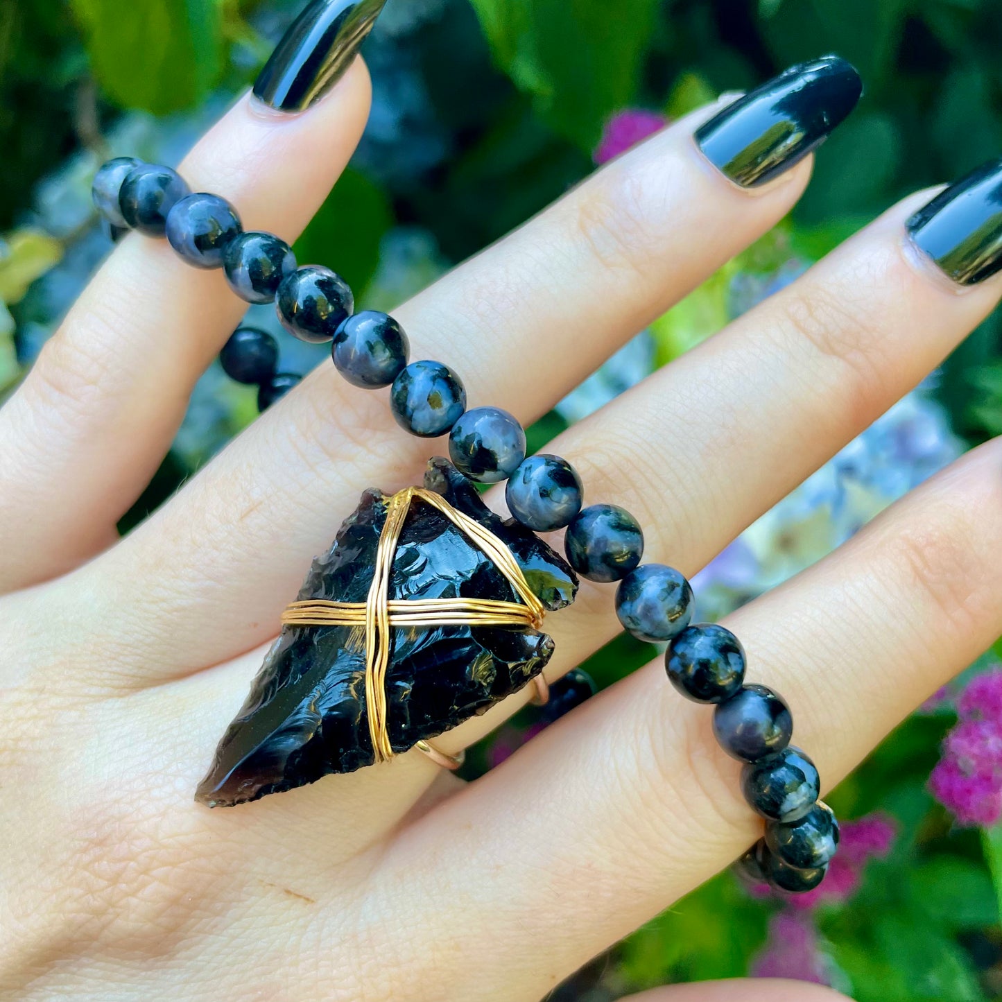 Indigo Gabbro (Mystic Merlinite) 6mm Stone Beaded Bracelet 🌚👽