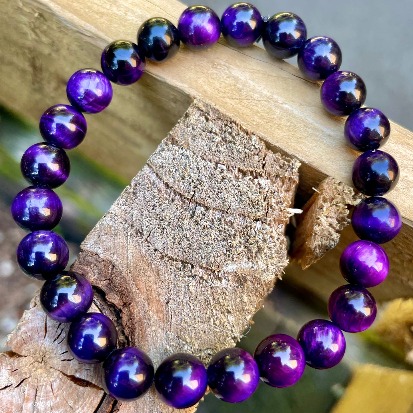 Purple Tigers Eye Beaded Bracelet 🔮🐅💜