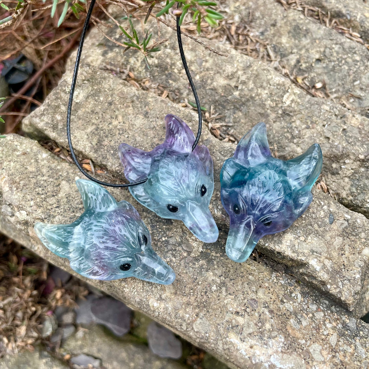 Rainbow Fluorite Wolf Choker Necklace