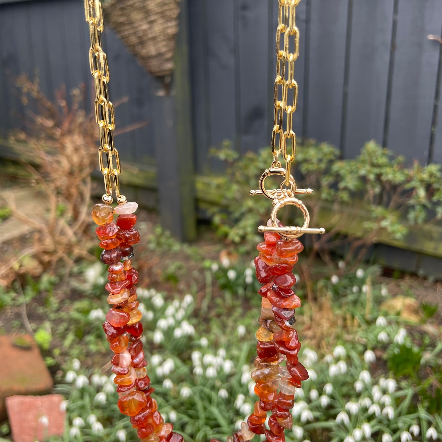 Carnelian Chip Choker Necklace