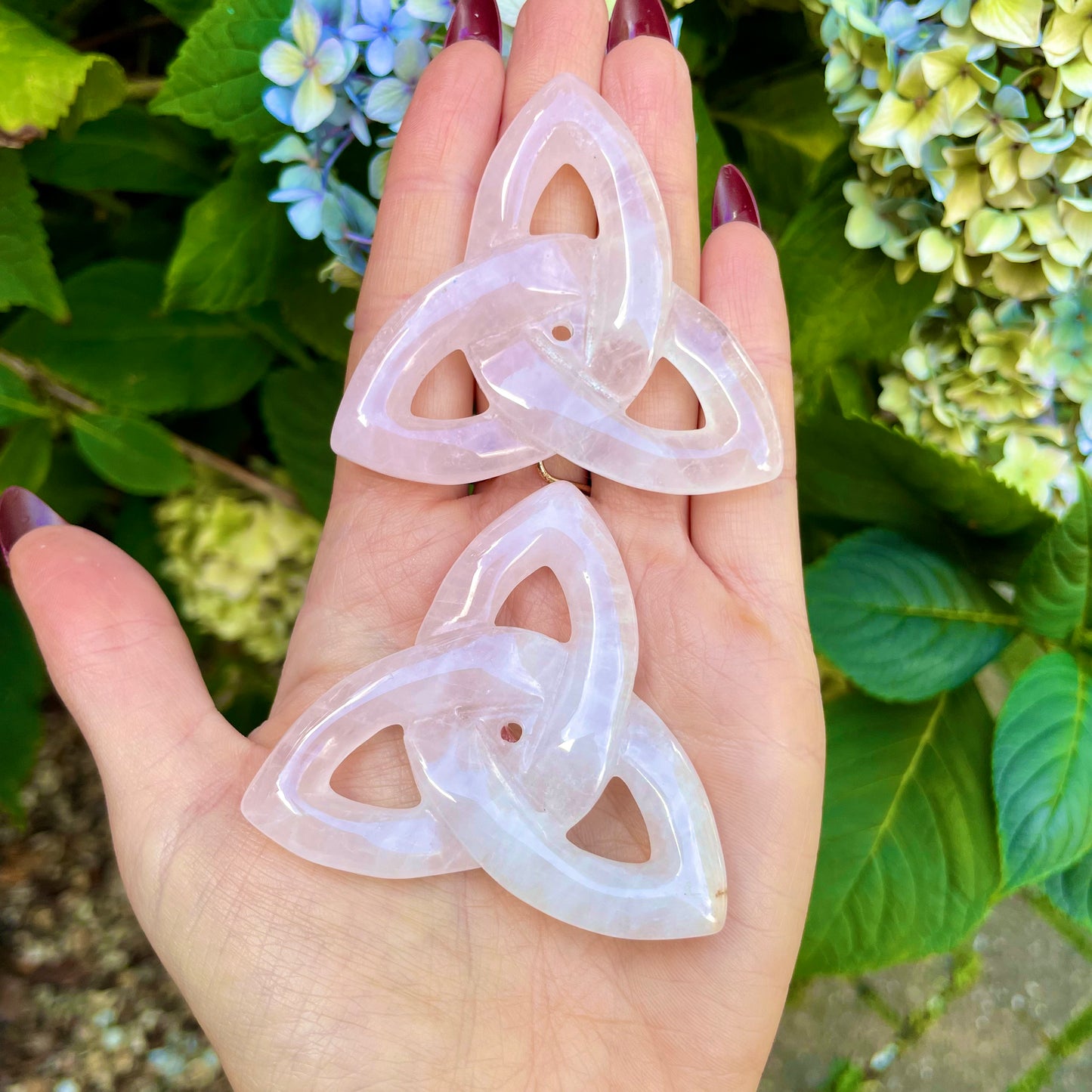 Rose Quartz Triquetra Gua Sha Massager 💗☘️🌸