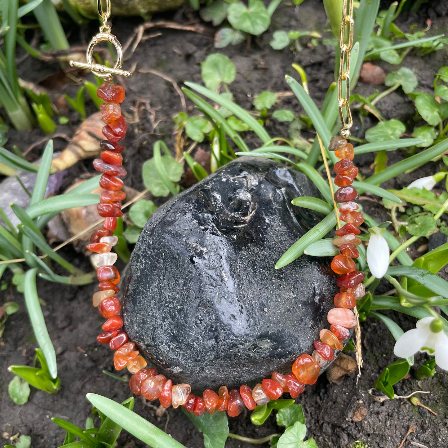 Carnelian Chip Choker Necklace