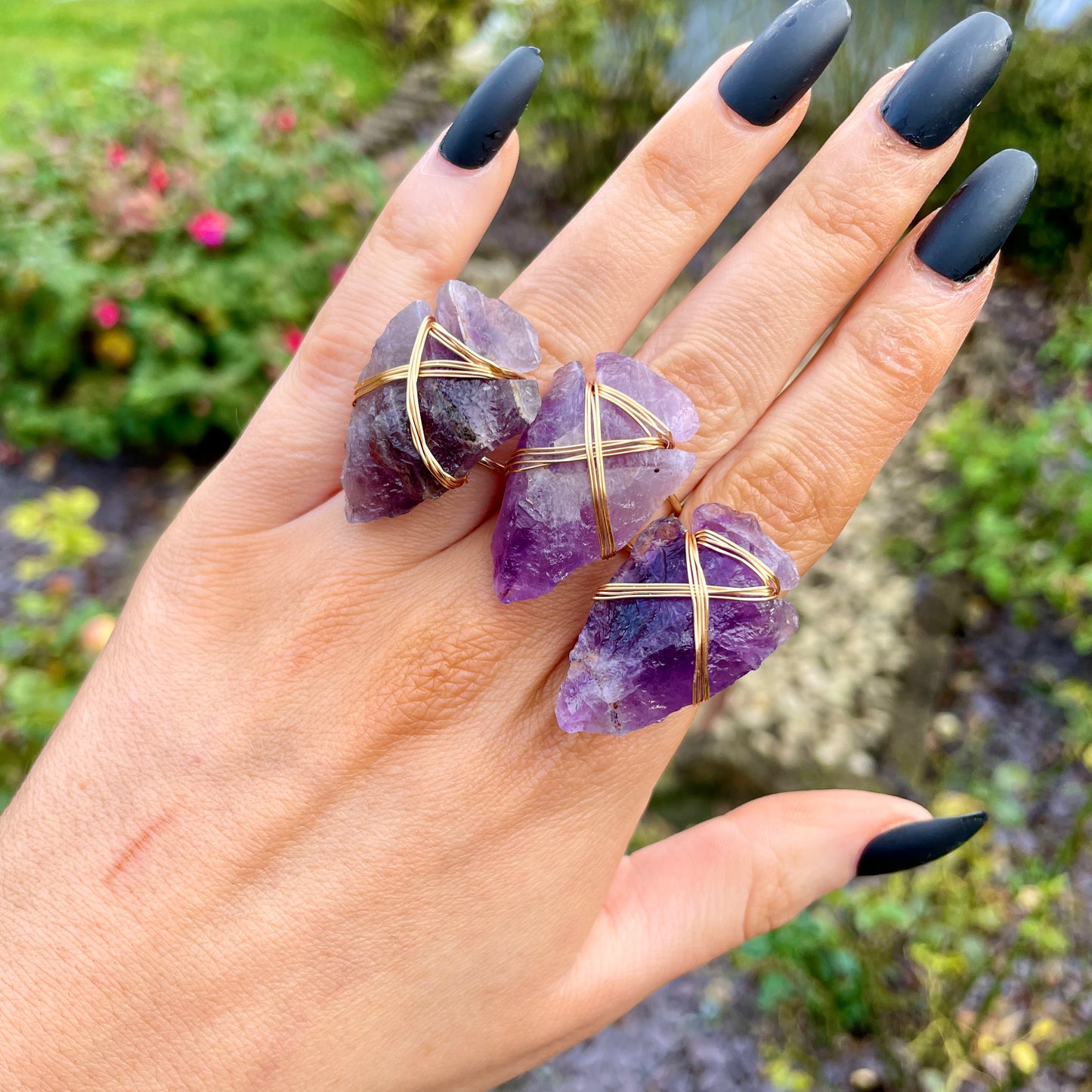 Amethyst Wire Wrapped Arrowhead Rings 🔮🌙✨