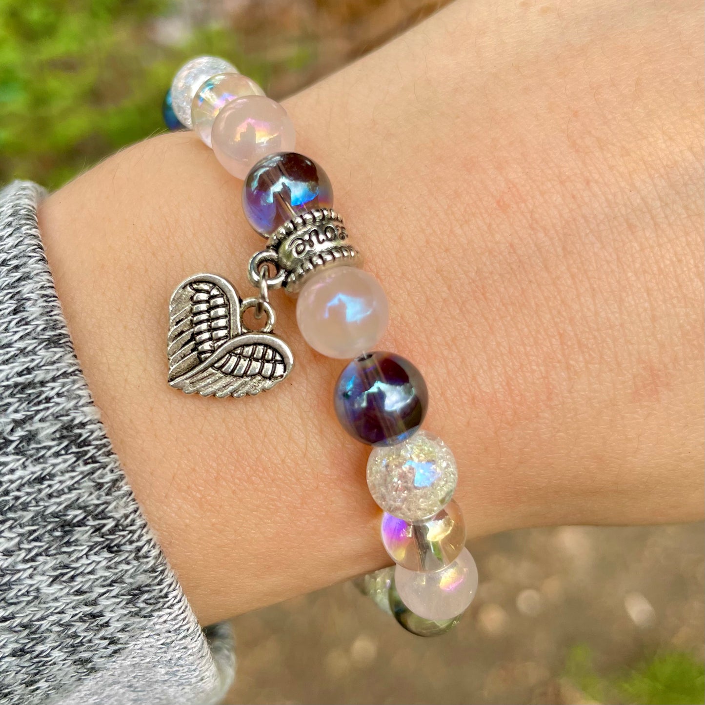Mixed Aura Quartz Beaded Bracelet 💖✨👑🦋