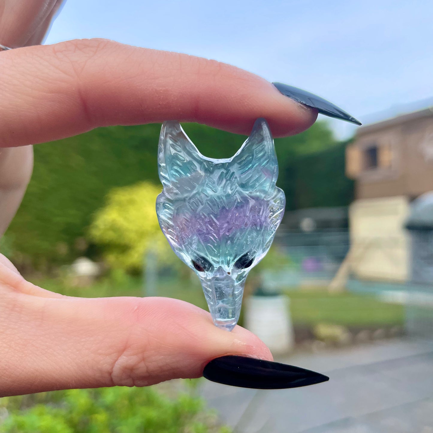 Rainbow Fluorite Wolf Choker Necklace