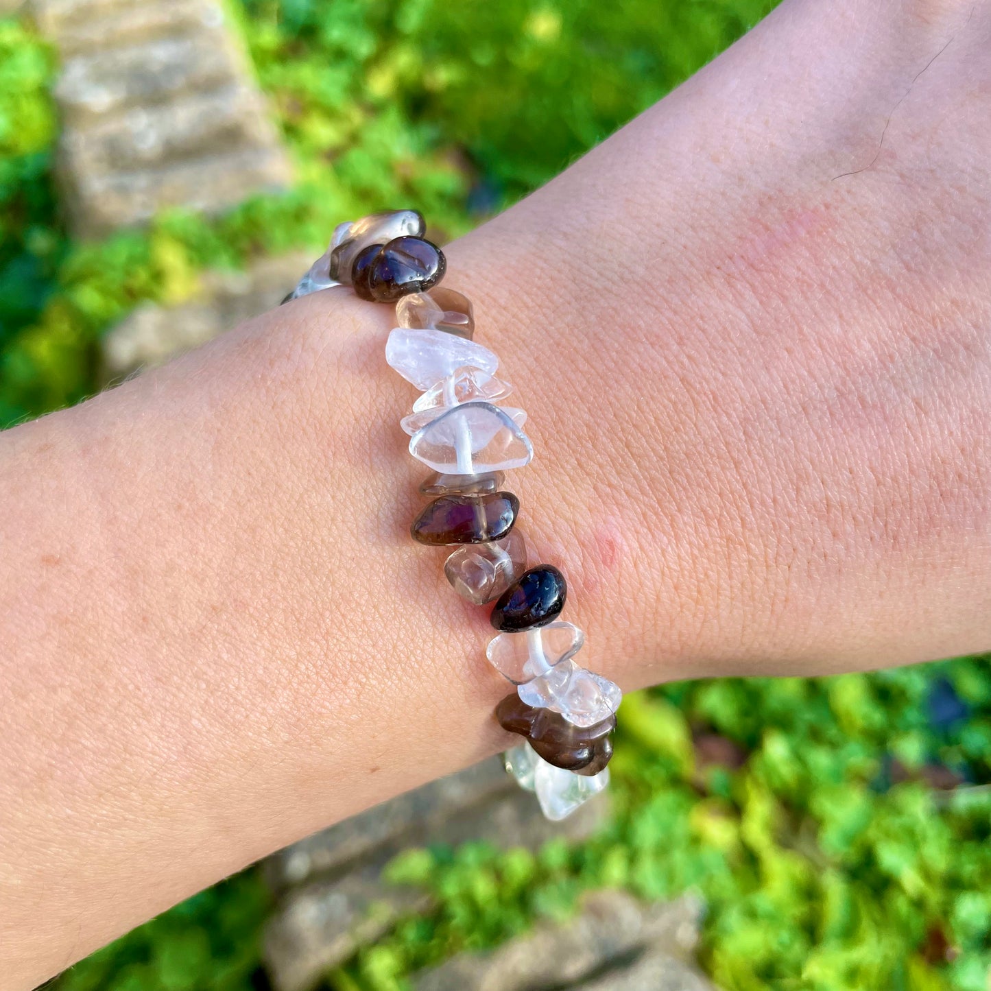 Smoky Quartz and Clear Quartz Chip Bracelets π€π€π€