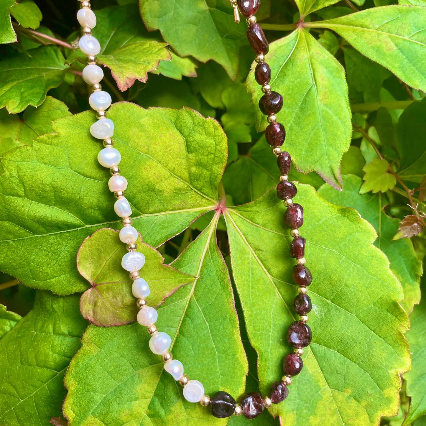Red Garnet and Pearl Choker Necklace