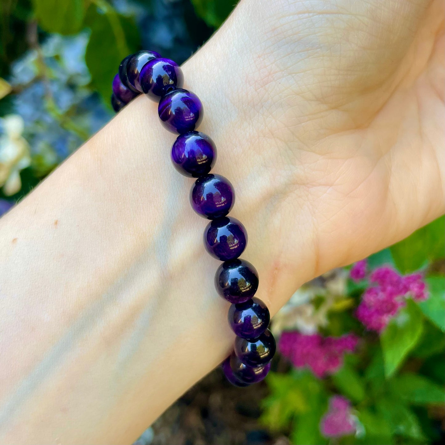 Purple Tigers Eye Beaded Bracelet 🔮🐅💜