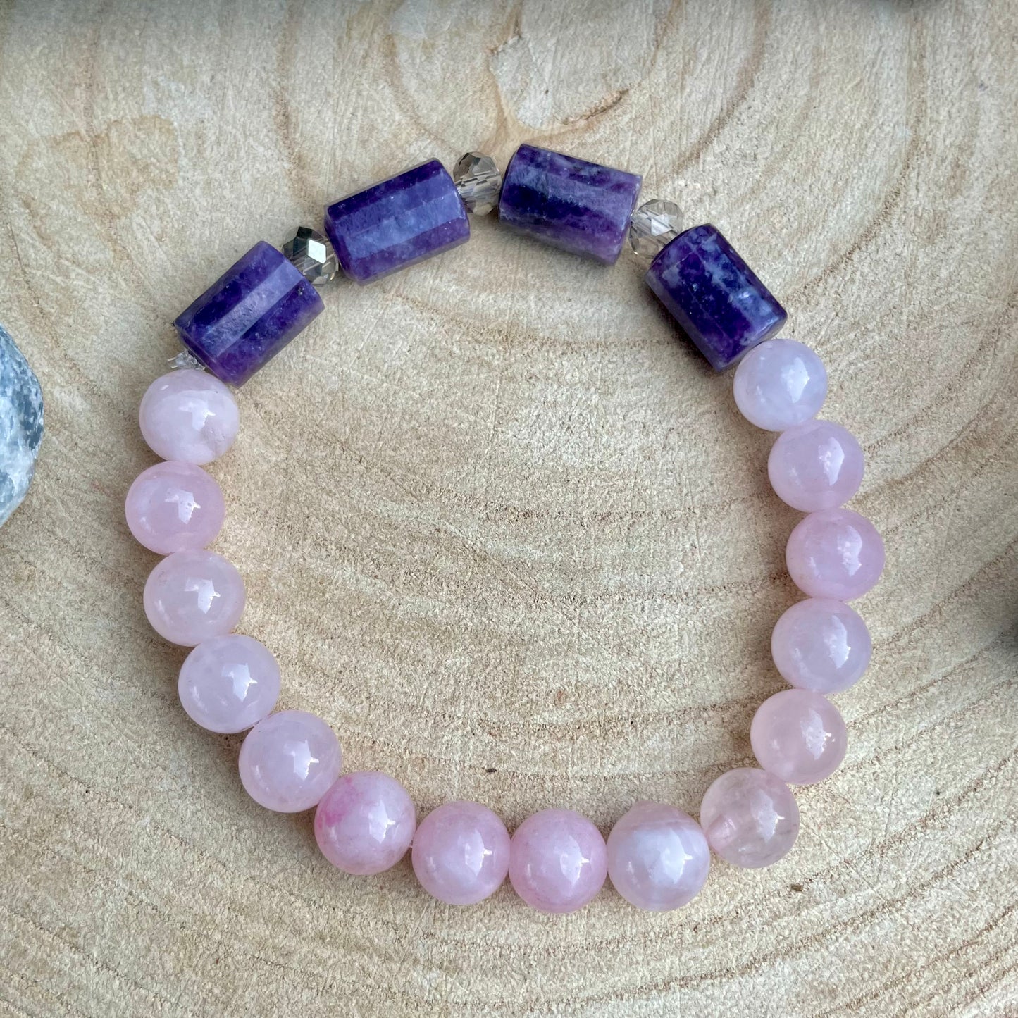 Lepidolite and Rose Quartz Beaded Bracelet πππ