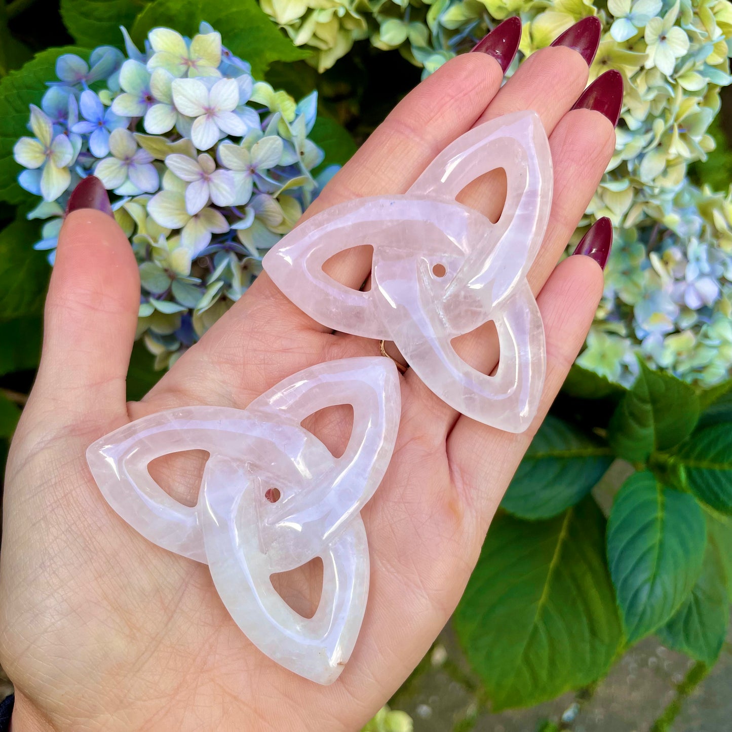 Rose Quartz Triquetra Gua Sha Massager 💗☘️🌸
