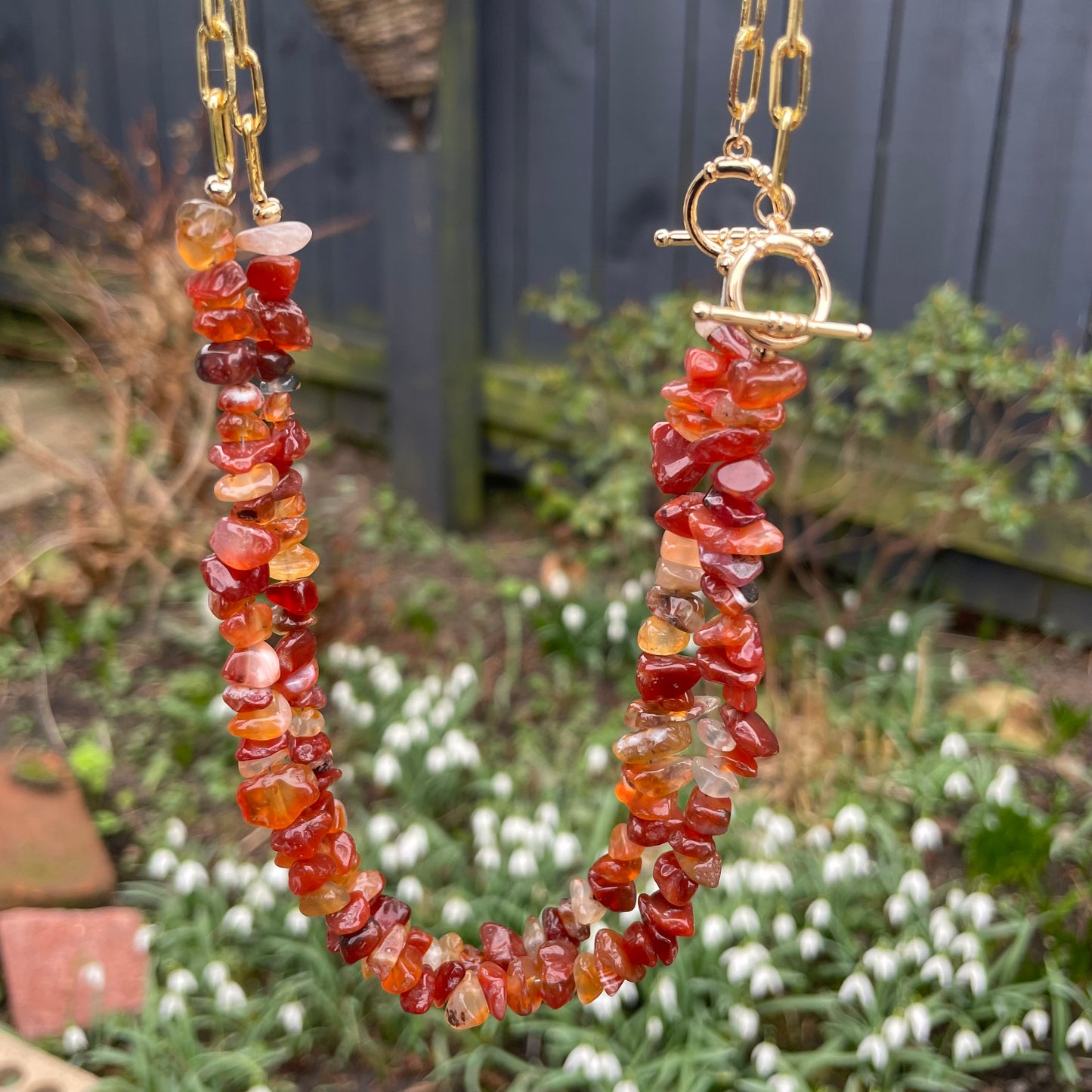 Carnelian Chip Choker Necklace