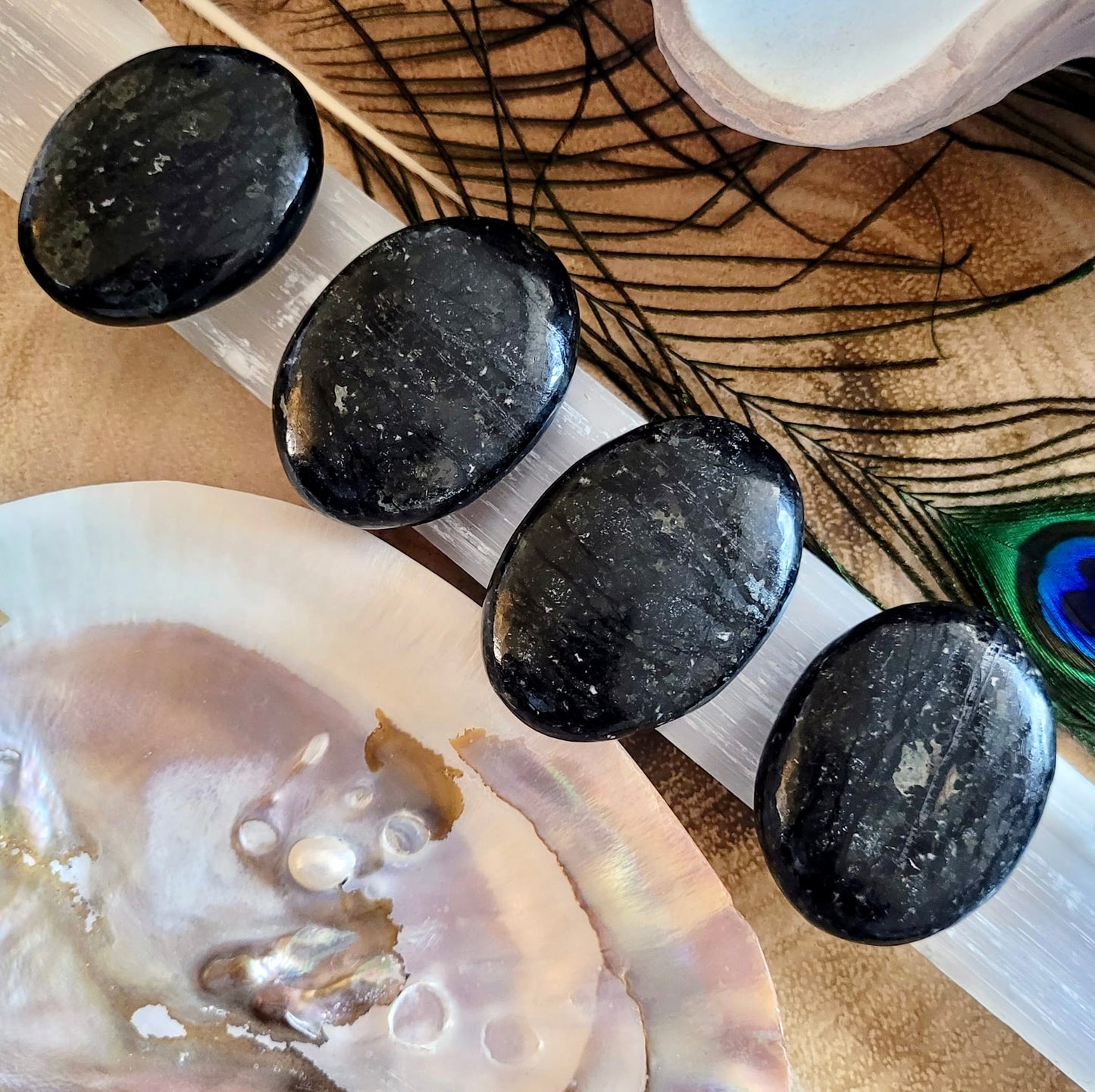 Nuummite Palm Stones 5-6cm