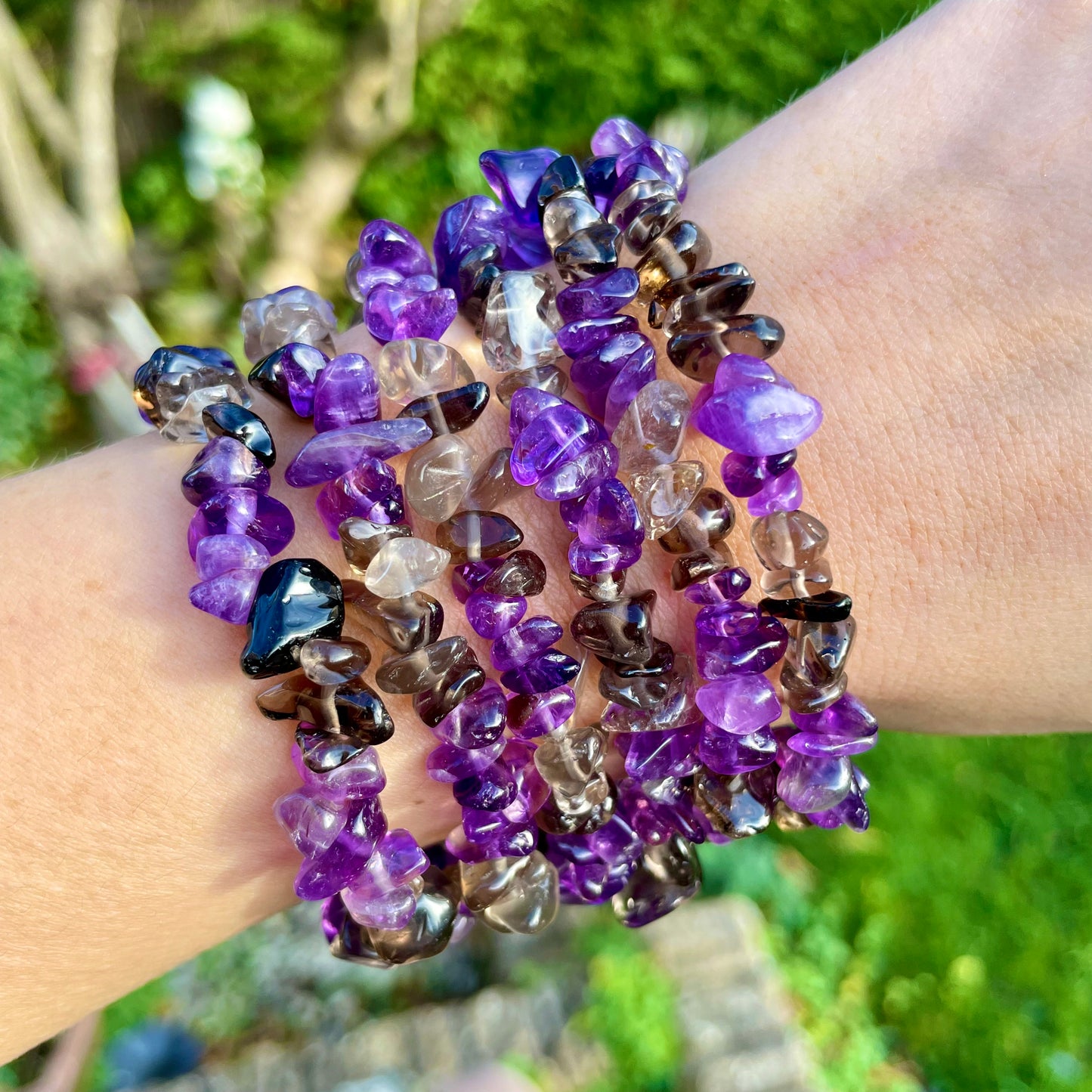 Smoky Quartz and Amethyst Chip Bracelets π€ππ€