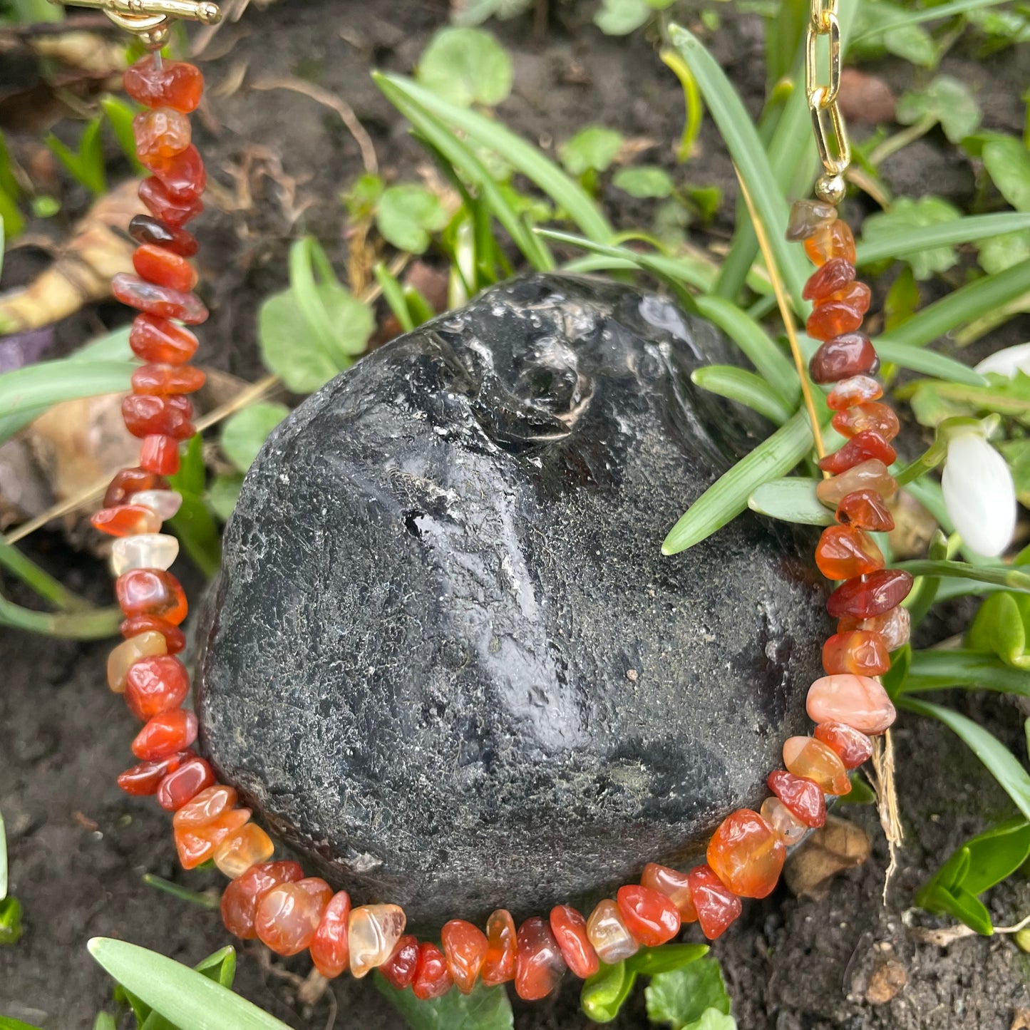 Carnelian Chip Choker Necklace