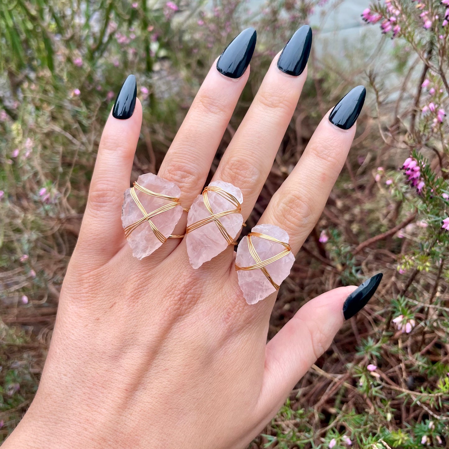 Rose Quartz Wire Wrapped Arrowhead Rings ππβ¨