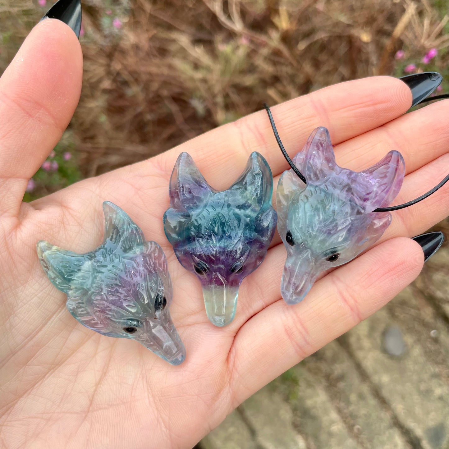 Rainbow Fluorite Wolf Choker Necklace
