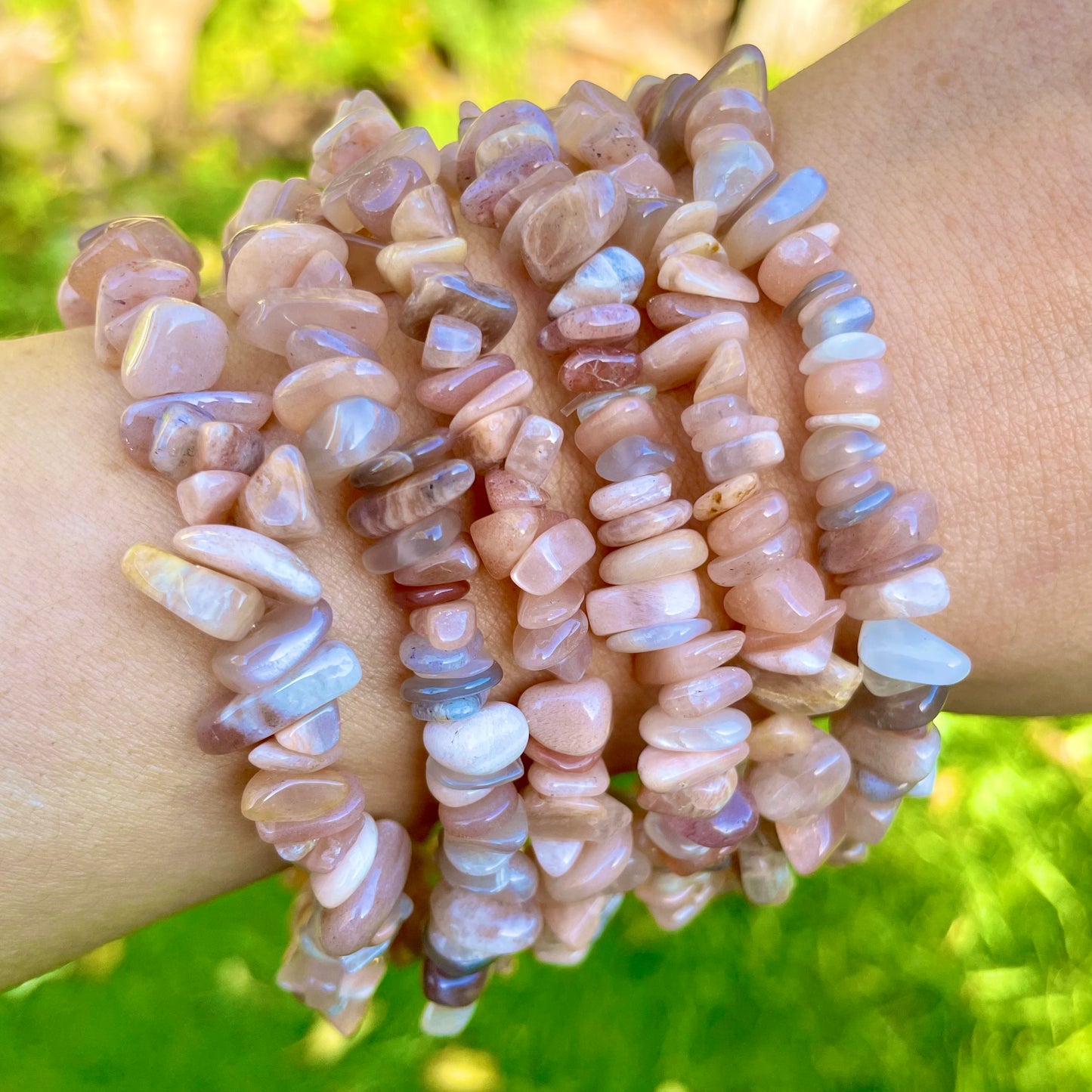 Peach Moonstone Chip Bracelets 🧡🧡🧡