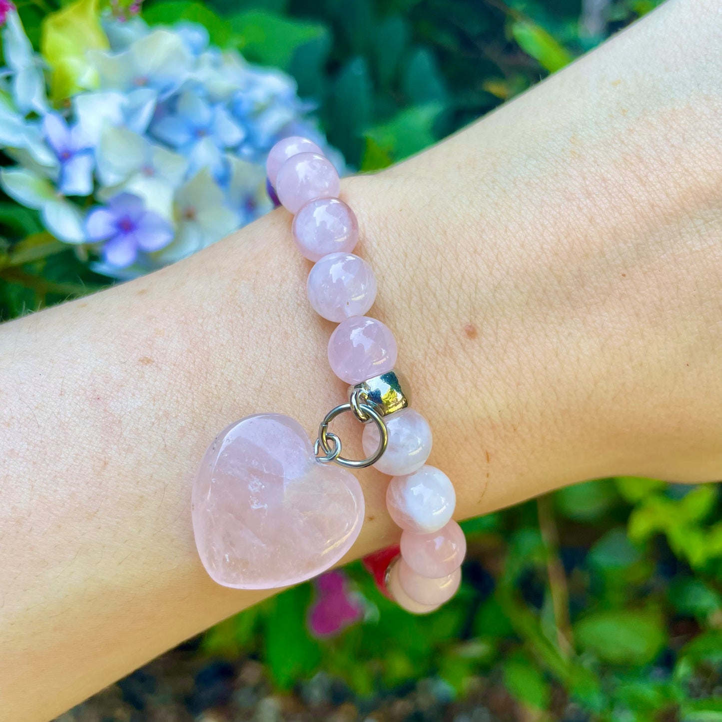 Rose Quartz, Rhodochrosite and Lepidolite and Rhodonite Beaded Bracelet 🌸💕🔮
