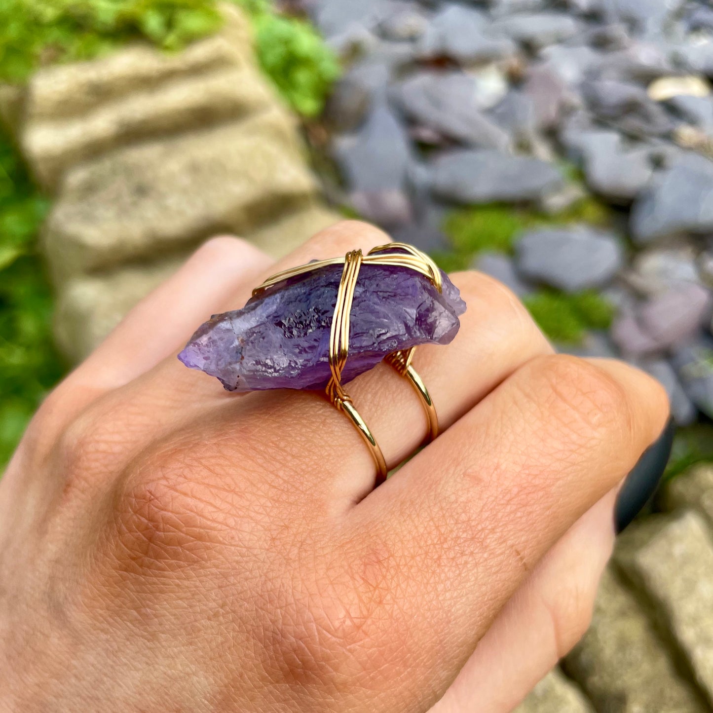 Amethyst Wire Wrapped Arrowhead Rings 🔮🌙✨