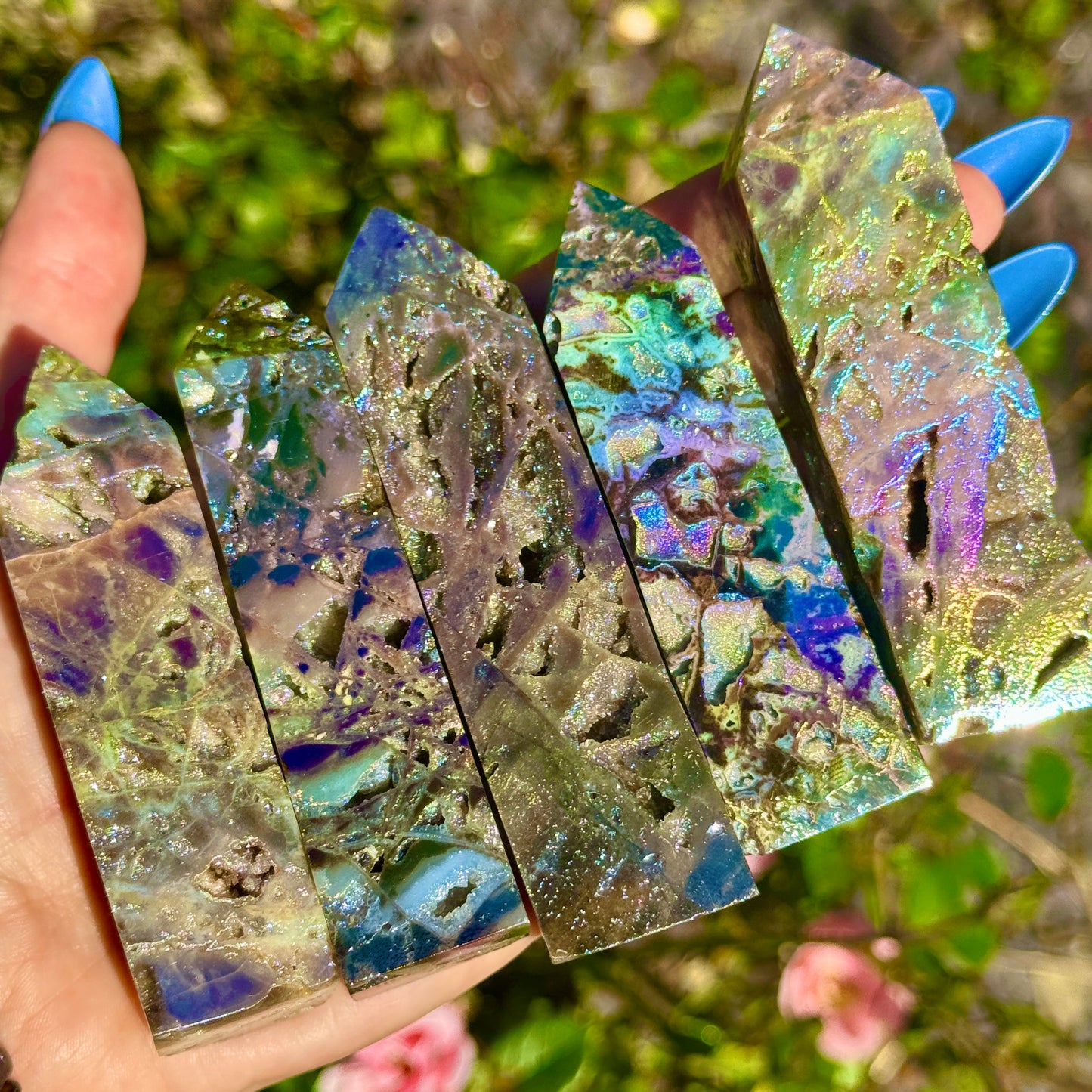 Sphalerite (with aura 🌈) Freeform Towers 9-10cm