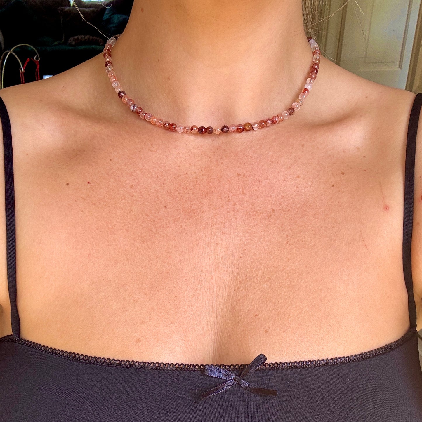 Hematoid Fire Quartz Choker Necklace