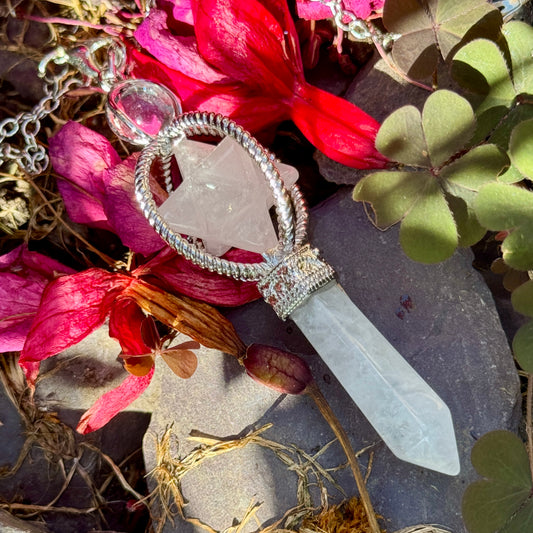 Clear Quartz Merkaba Star and Point Pendulum 🤍💎💫