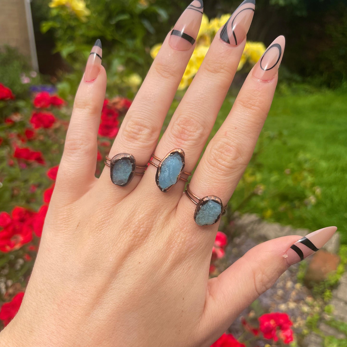 Aquamarine Raw Stone Antique Style Ring