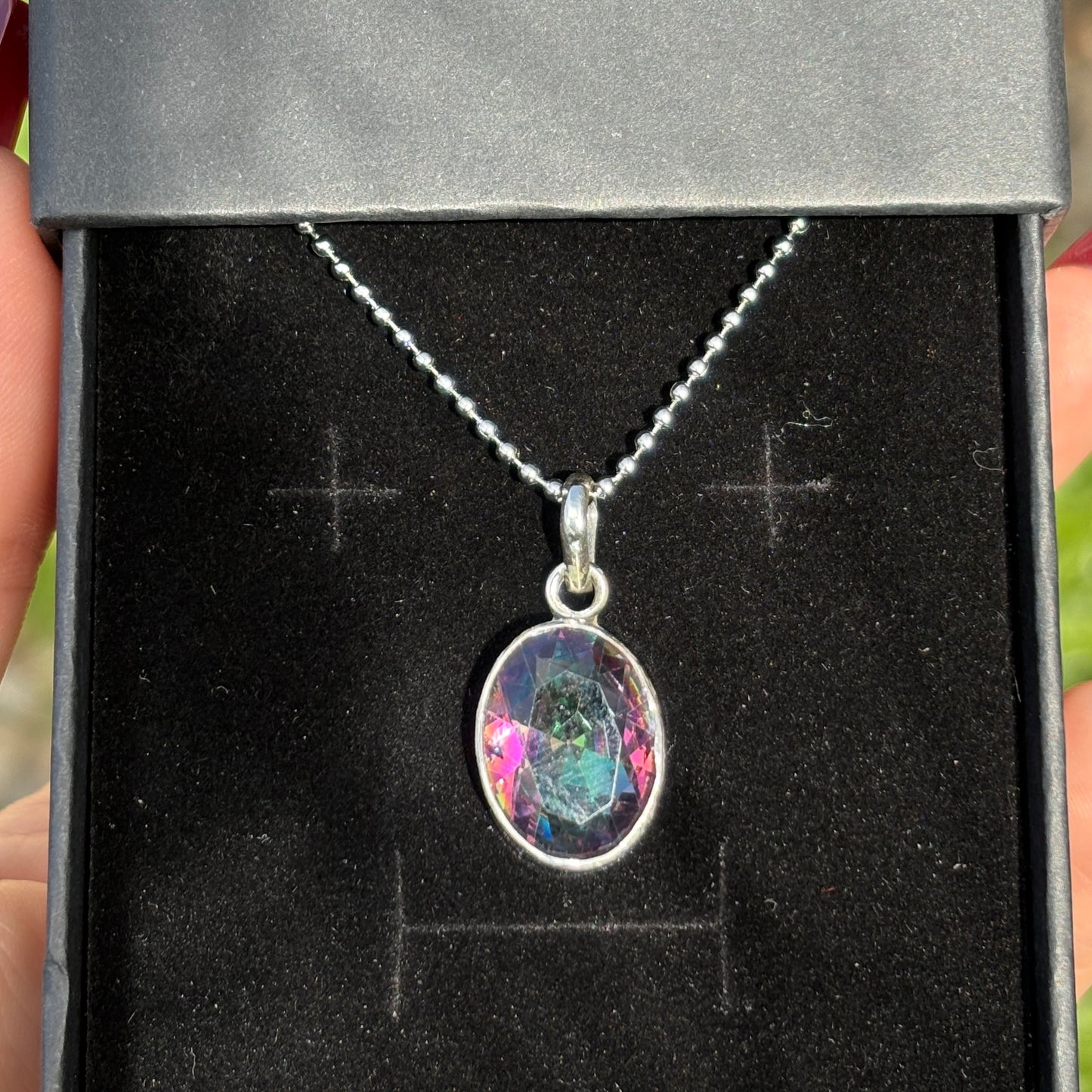 Mystic Topaz 925 Silver Pendant - Dark Femme Collection