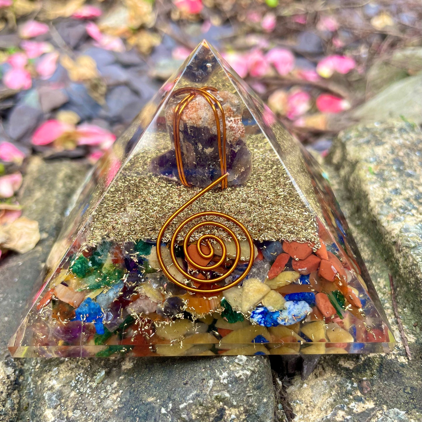 Amethyst Chakra Orgonite Pyramid