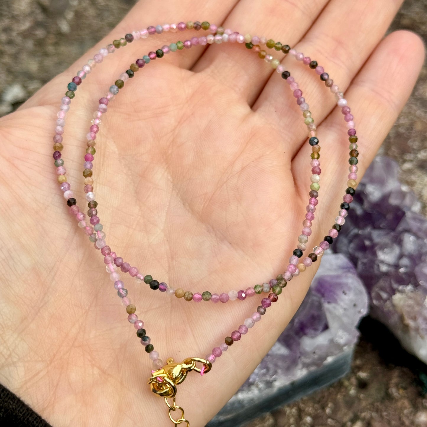 Mixed Tourmaline Beaded Choker Necklace