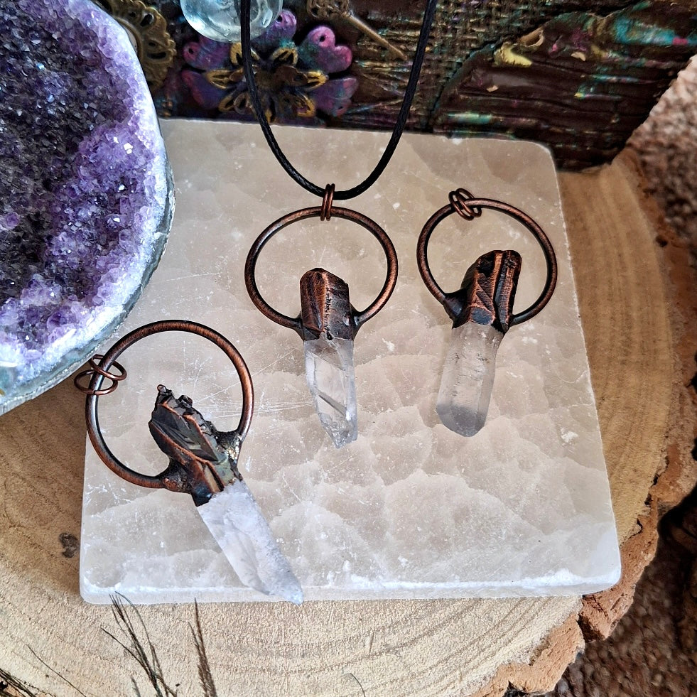 Raw Clear Quartz Antique Style Pendant