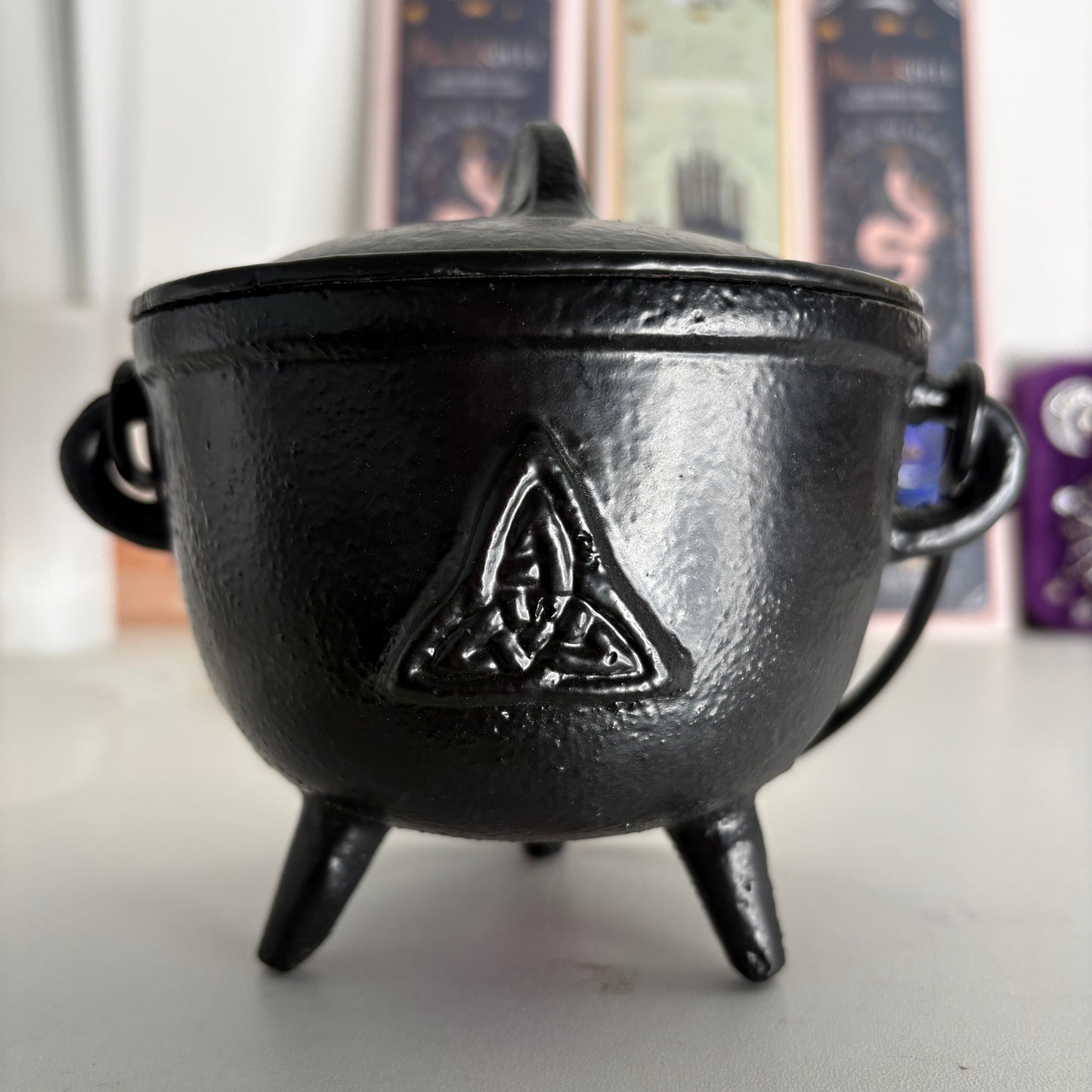 Large Cast Iron Triquetra Cauldron