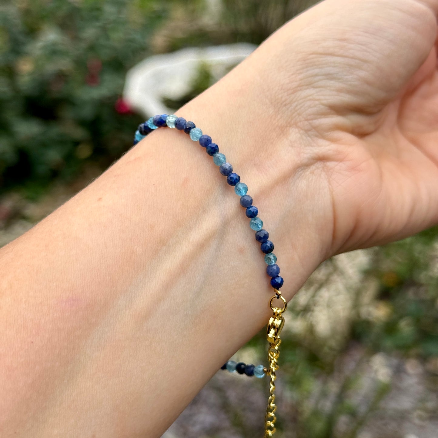 Throat Chakra Minimalist Bracelet - Apatite, Lapis Lazuli & Sodalite