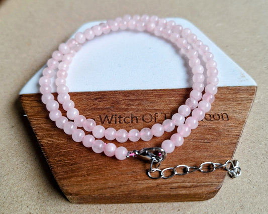 Rose quartz choker or elastic bracelet 4mm beads