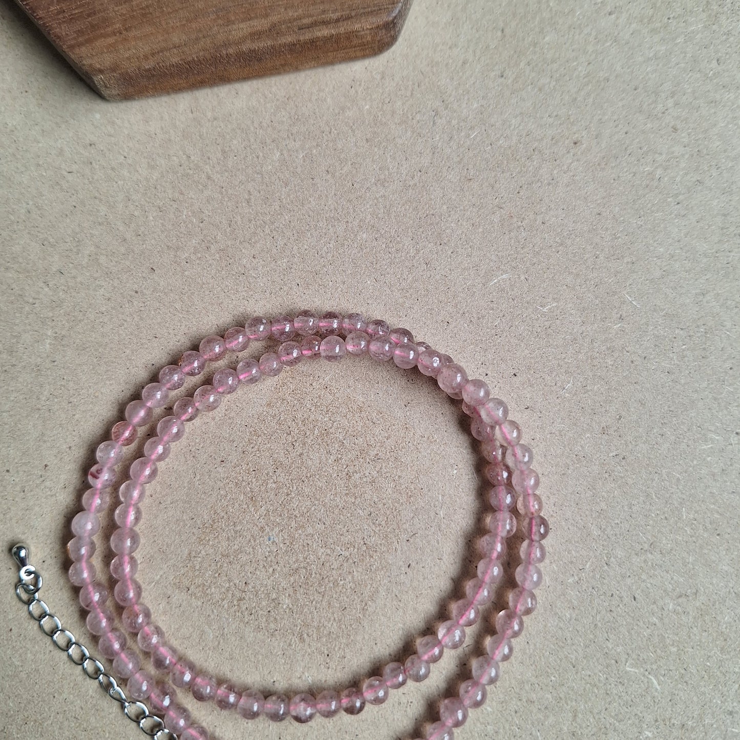 Strawberry Quartz 4mm Bead Choker 15-17" adjustable