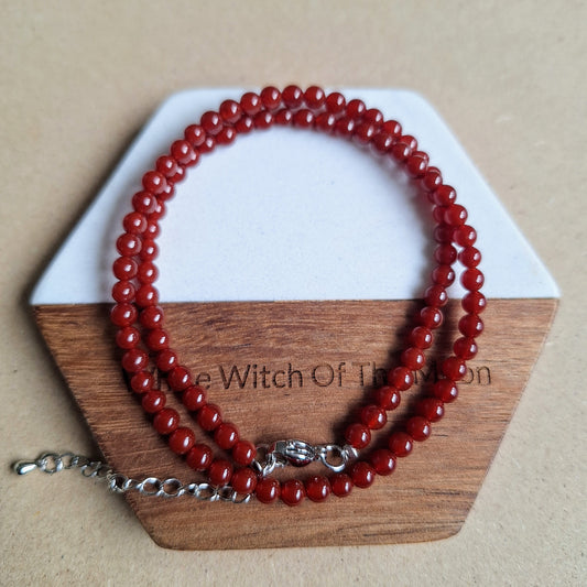 Carnelian Choker Necklace 4mm beads