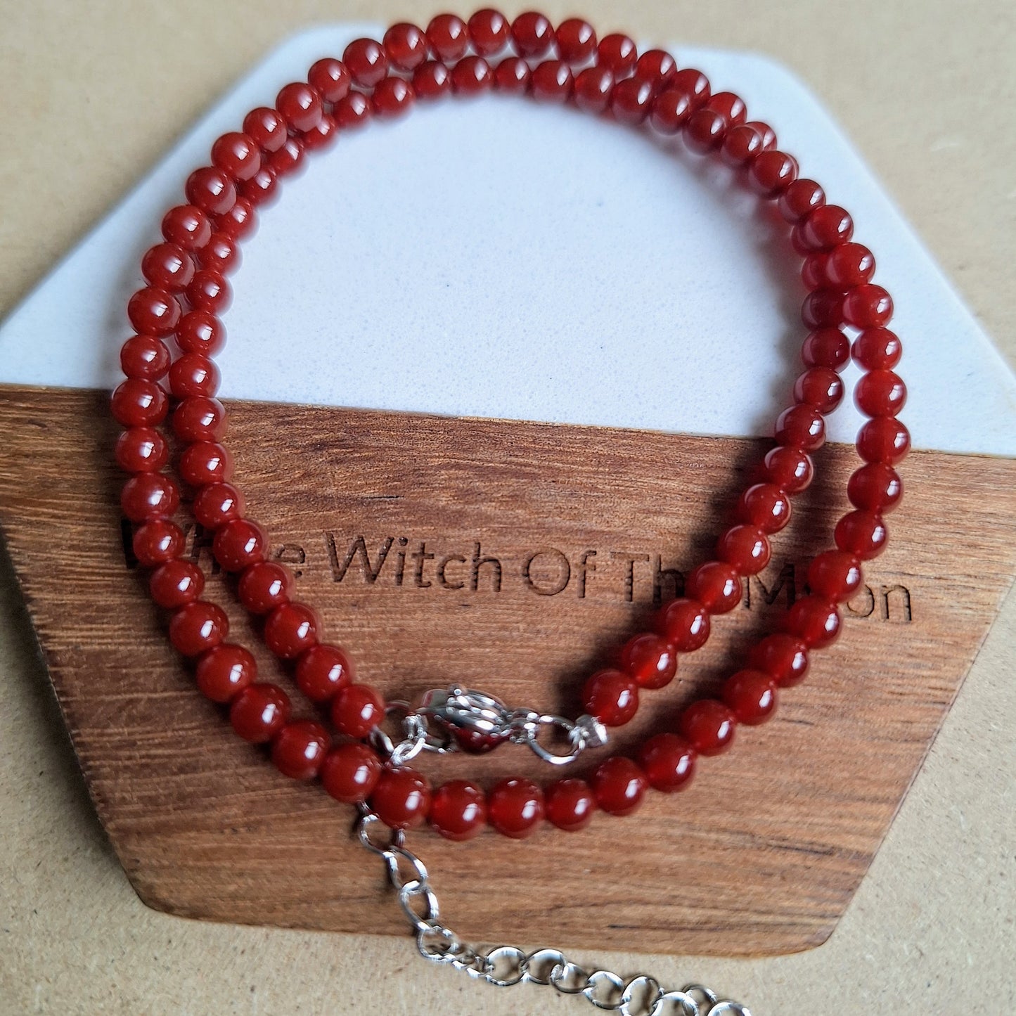 Carnelian Choker Necklace 4mm beads