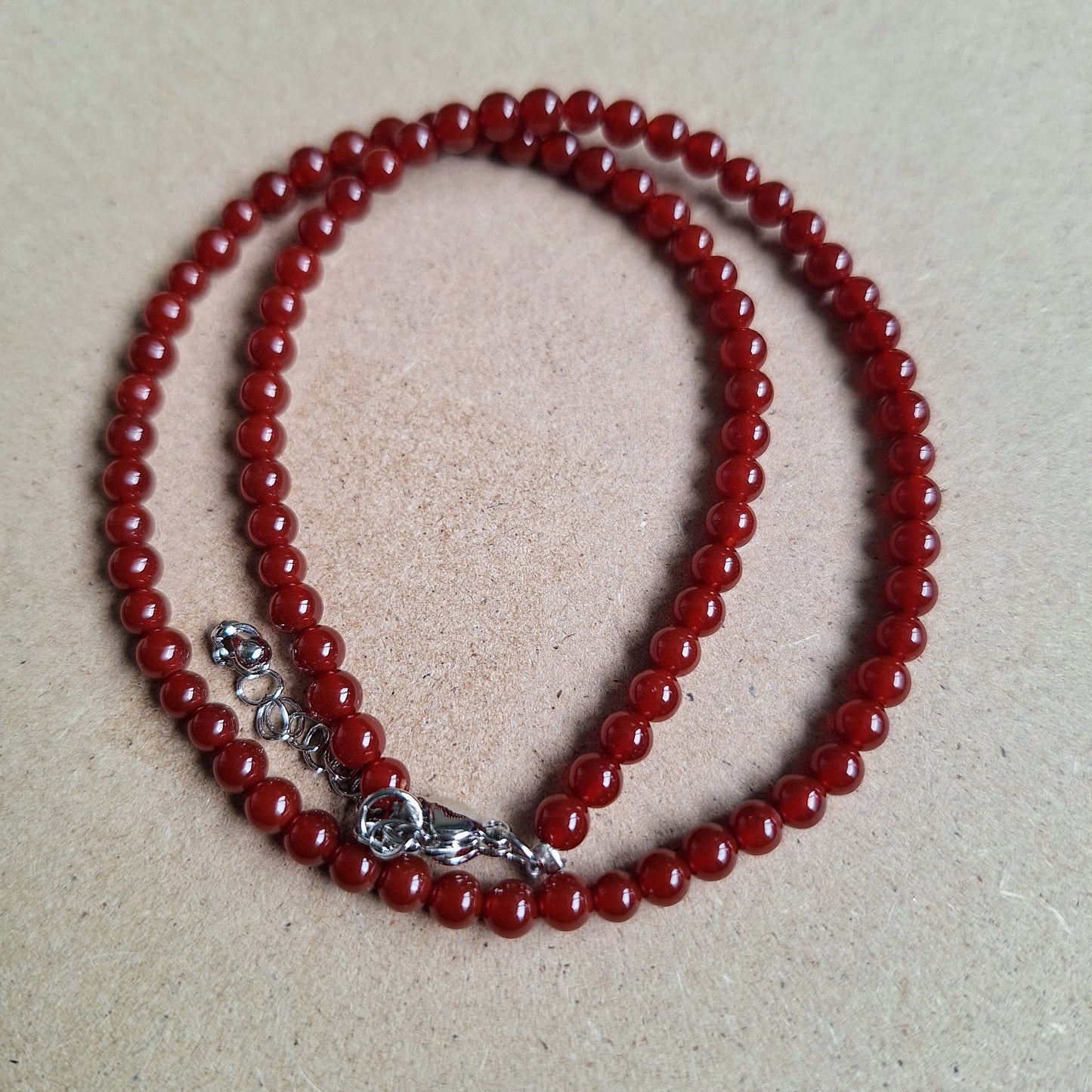 Carnelian Choker Necklace 4mm beads