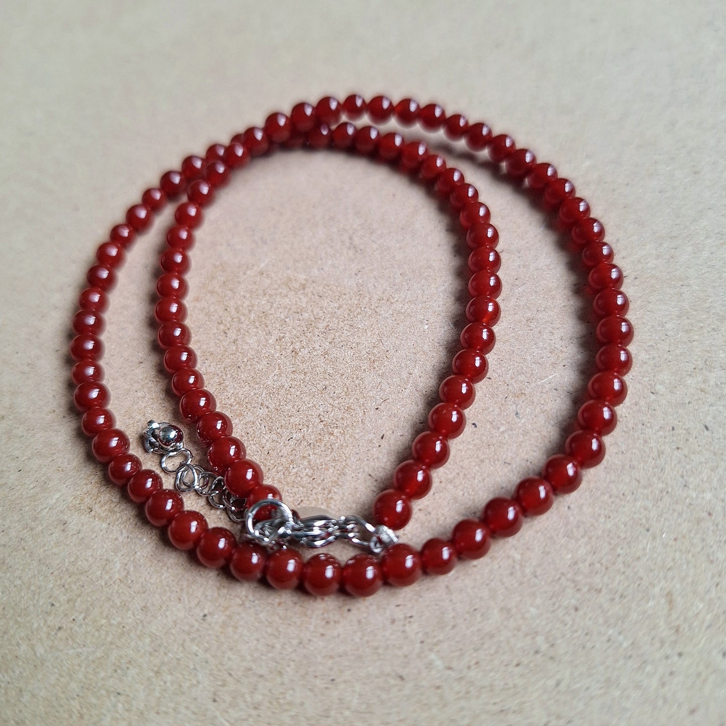 Carnelian Choker Necklace 4mm beads