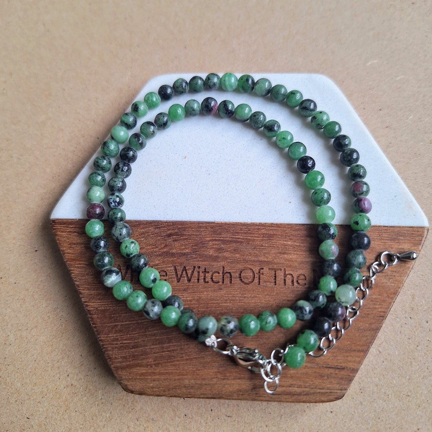 Ruby Zoisite Choker 4mm Beads 15-17" adjustable