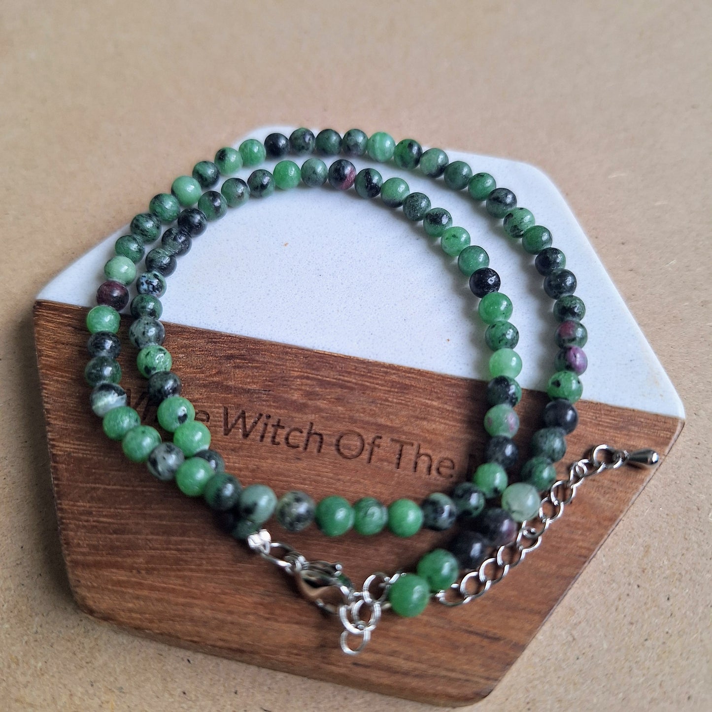 Ruby Zoisite Choker 4mm Beads 15-17" adjustable