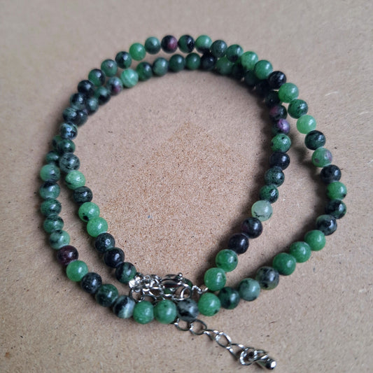 Ruby Zoisite Choker 4mm Beads 15-17" adjustable