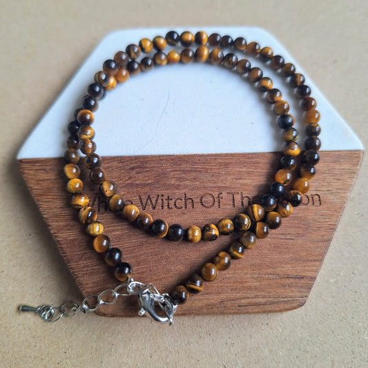 Tigers Eye Choker 4mm bead adjustable Necklace
